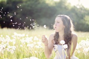 Woman Summer Dandelions Freedom Blowing Wind