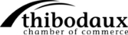 Thibodaux Chamber of Commerce logo featuring curved black design with organization name and tagline