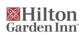 Hilton Garden Inn logo featuring a red geometric pattern and gray text