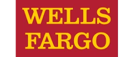 Wells Fargo logo with yellow text on red background