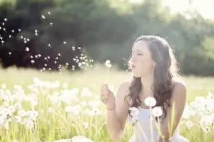 Woman Summer Dandelions Freedom Blowing Wind